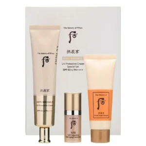 the whoo gongjinhyang anti wrinkle uv protective cream jumbo 3 pcs special set