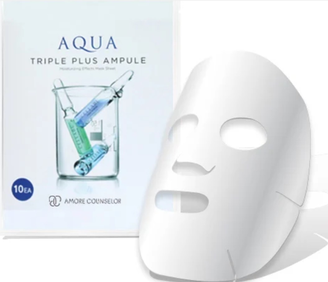 AMORE – CELLUBU Aqua Triple Plus Ampule Moisturizing Effects Mask Sheet 30ml X10 sheets: 5-in-1 Care: Hydration, brightening, firming, soothing, and revitalization. - Image 3