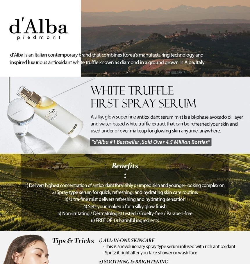 D’ALBA - White Truffle Prime Intensive Serum 150mL All-in-one Mist Serum - Image 5